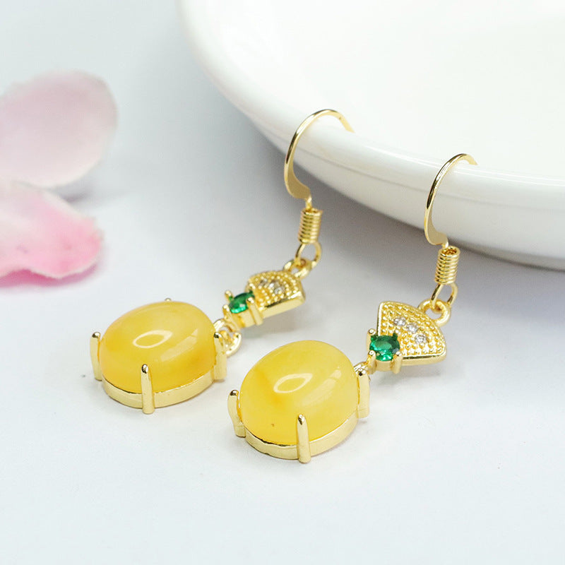 Beeswax Amber Fan Drop Earrings