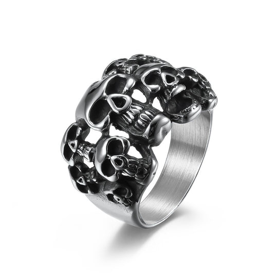 Gothic Stainless Steel Skull Biker Ring Cocktail Party Stainless Steel Locomotive