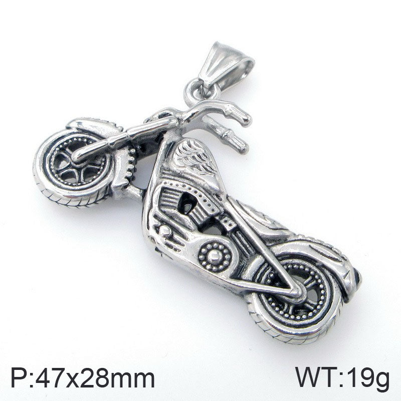 Planderful Skull Motorcycle Pendant For Men Titanium