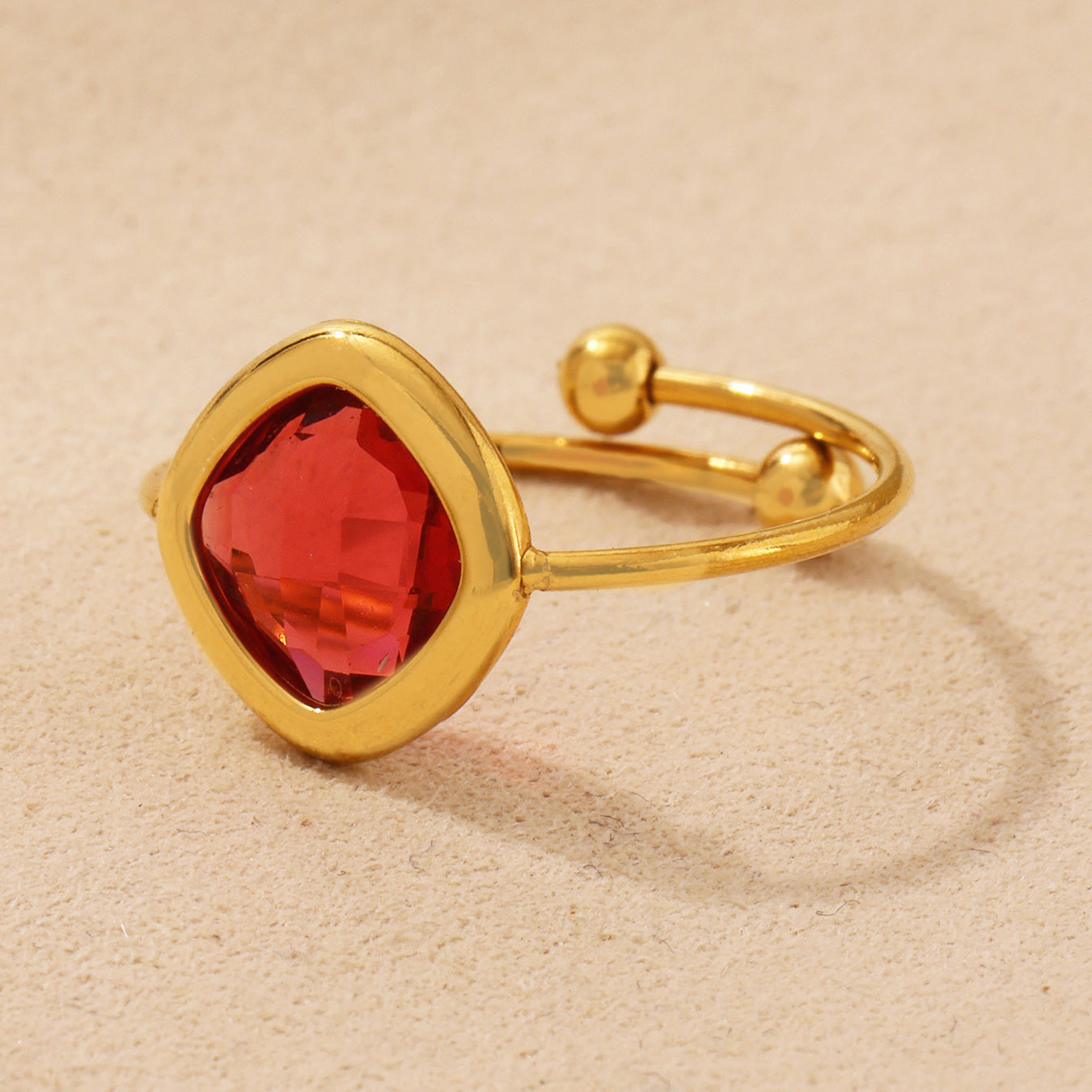 Planderful Square Czech Glass Ring For Women Everyday Wear