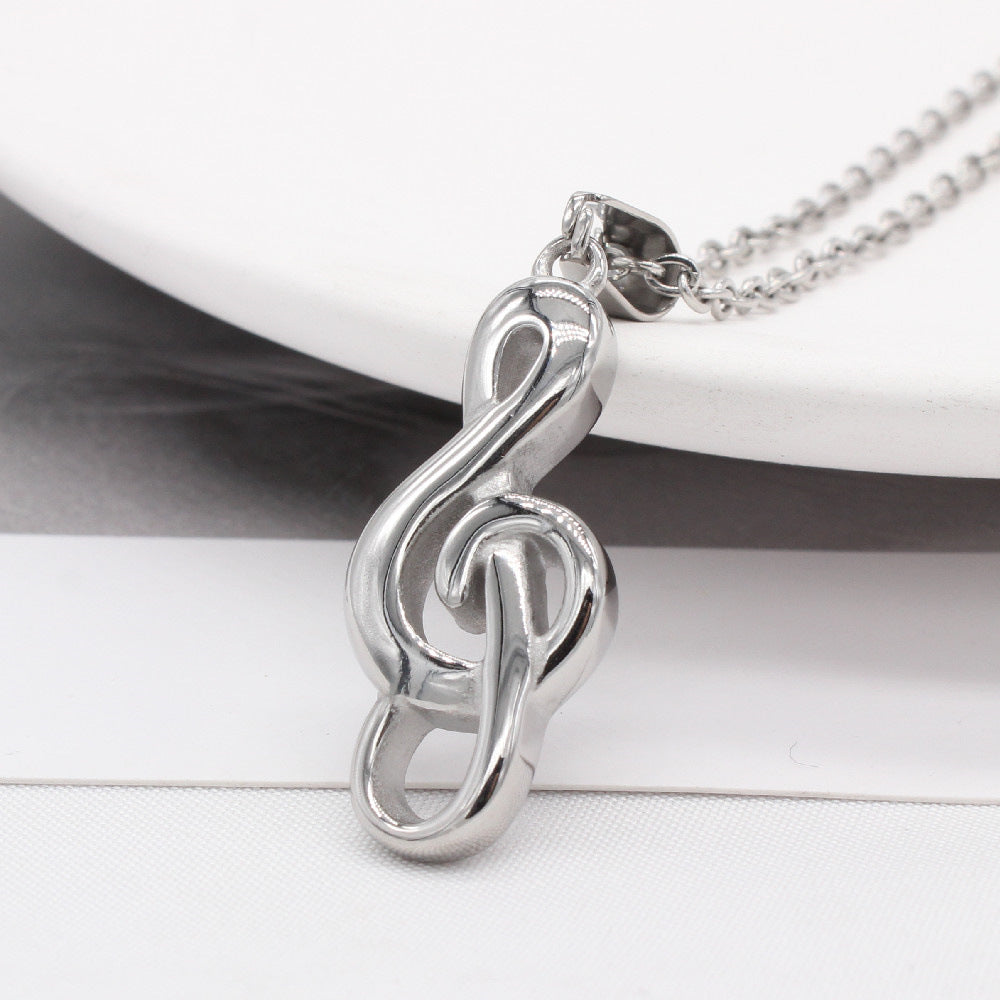 Planderful Music Note Pendant Durable Stainless Steel Unisex Necklace For Women Men Chic Everyday Genie