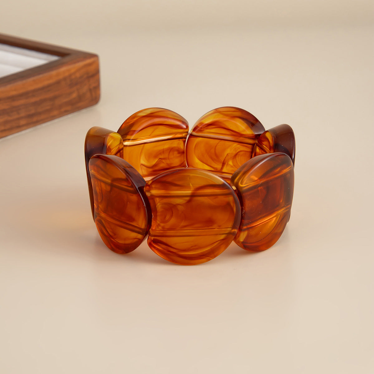 Planderful Vienna Verve Wide Crescent Geometric Elastic Bracelet For Women Retro Statement Jewelry