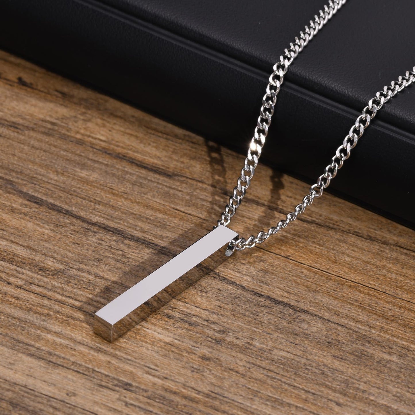 Geometric Necklace Stainless Steel All-Light Rectangle Pendant Jewelry for Men