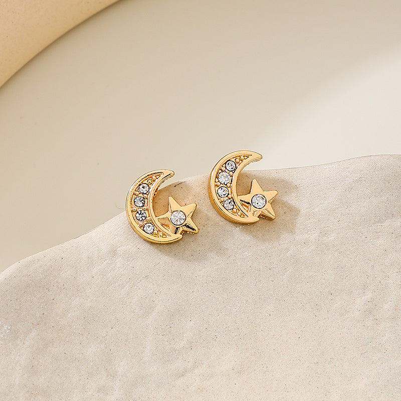 Planderful Vienna Verve Earrings – Elegant Metal Star Moon Design