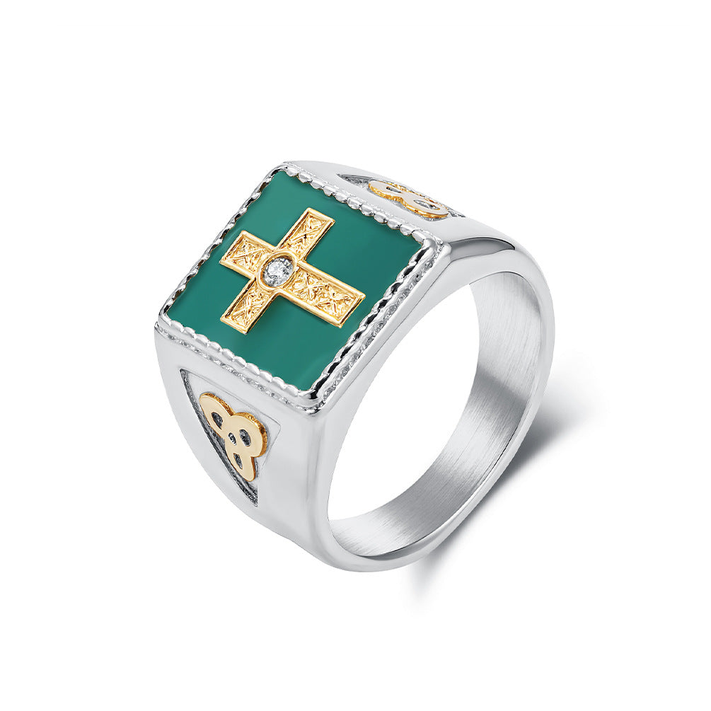 Steel Ring – Vintage Nordic Celtic Knot Cross Ring