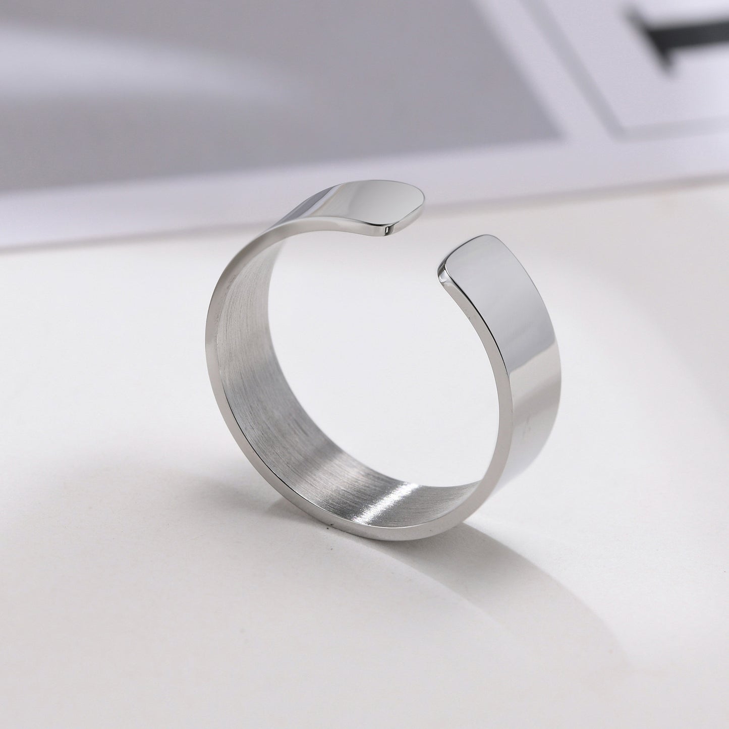 Stainless Steel Bare Body Plain Opening Adjustable Ring Steel Color for Men and Women Jewelry Wholesale