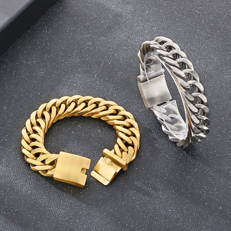 Planderful Premium Cuban Link Bracelet Men 18mm Titanium