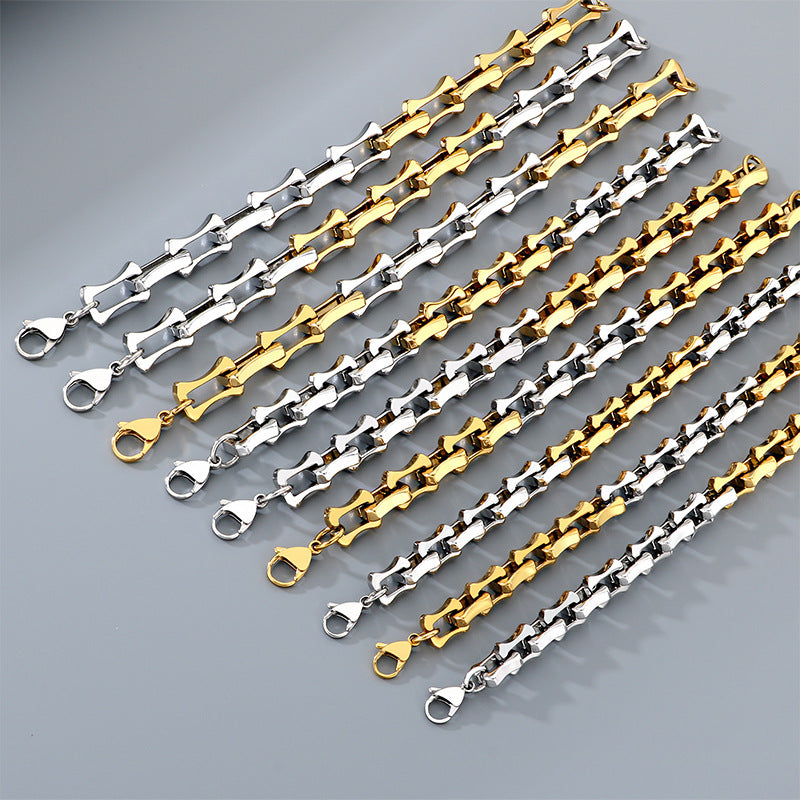 Diy – Two-Color Layered Chain Bamboo Chain Titanium Steel Men's Bracelet