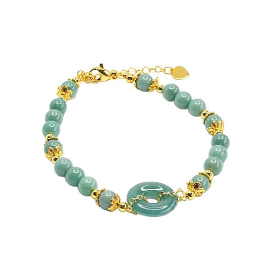 Blue Water Jadeite Donut Bead Beaded Bracelet