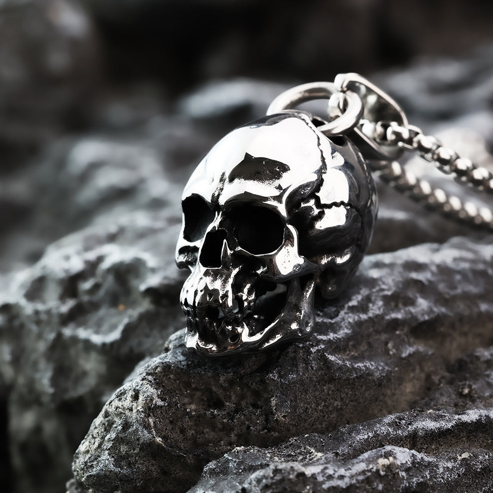 Planderful Punk Skull Pendant For Men In Titanium Steel Personalized Retro Domineering Necklace