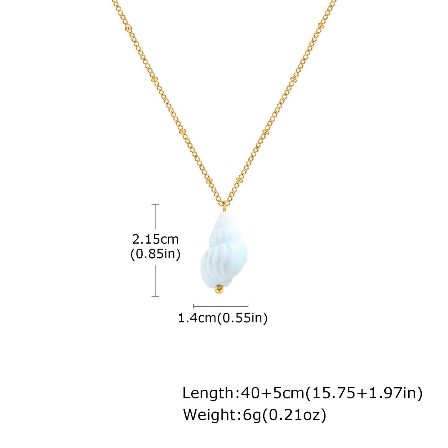 Ocean Wind Stainless Steel Ceramic Conch Bead Chain Necklace Women's Ocean Series Leisure