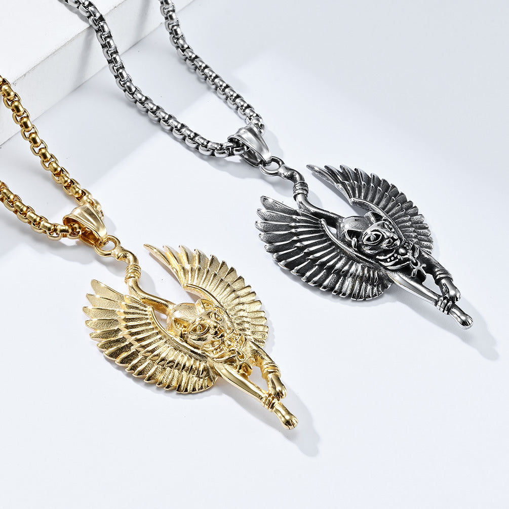 Vintage Egyptian Cat God Stainless Steel Necklace Unisex