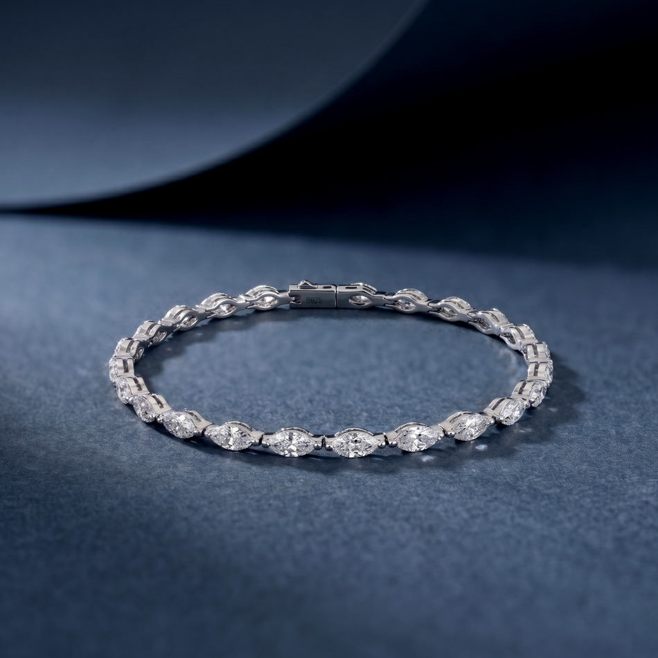 S925 Sterling Silver Moissanite Marquise Bracelet