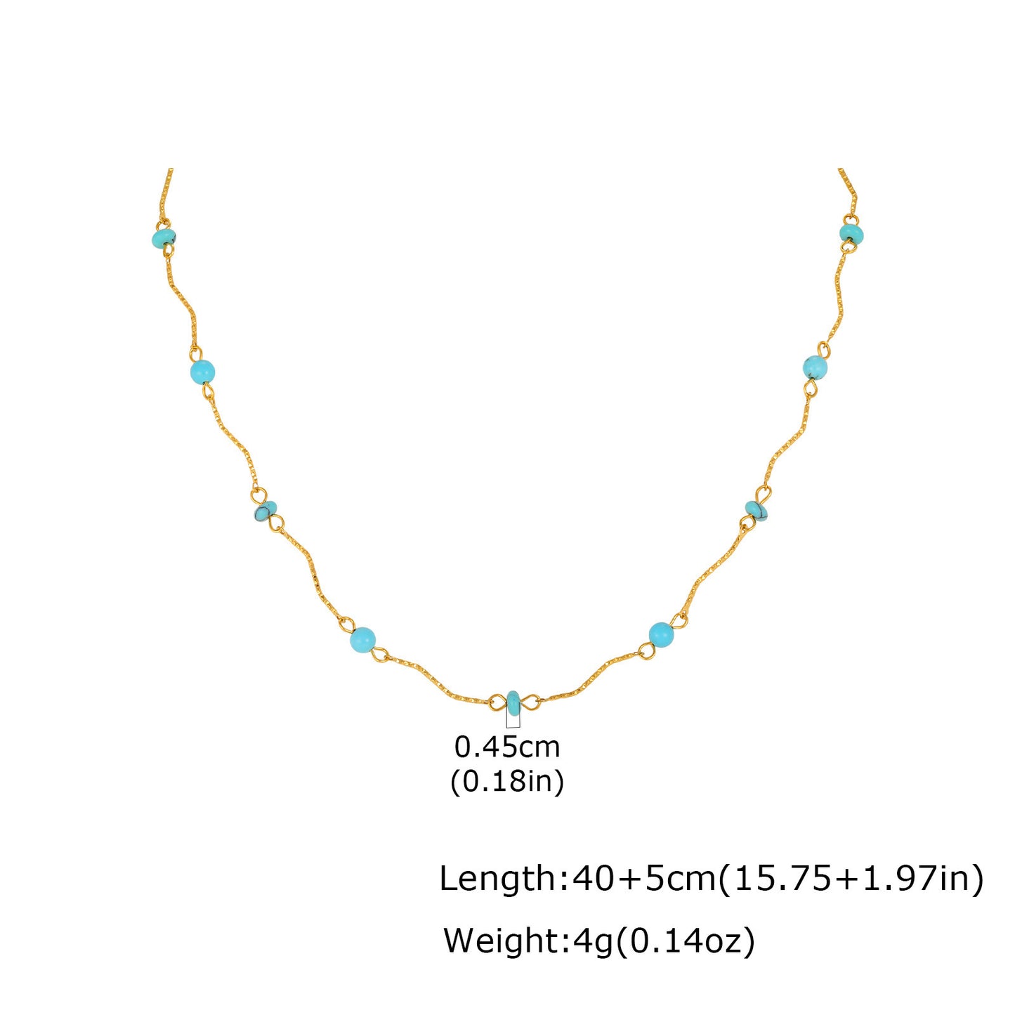 Ocean Wind Stainless Steel Turquoise Imitation Pearl Conch Starfish Shell Wave Bead Necklace