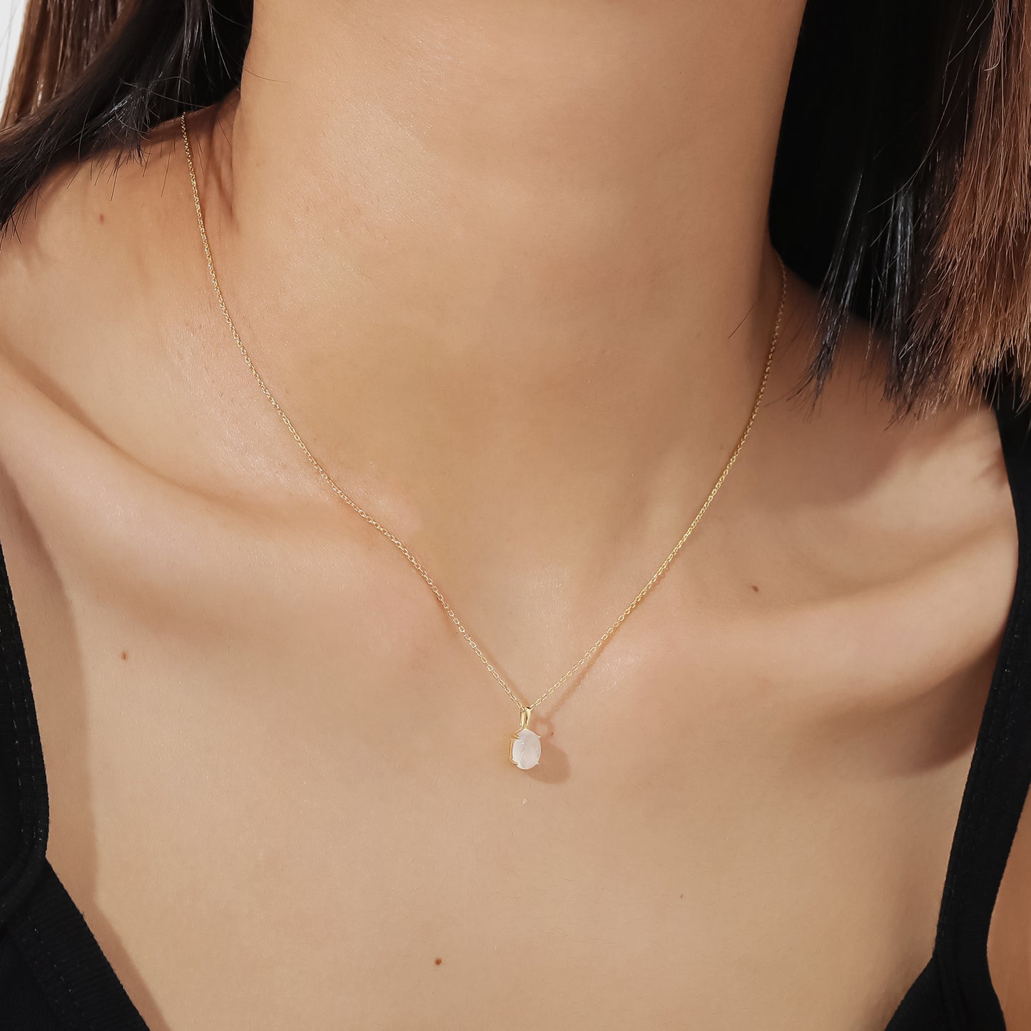 Source Factory Natural Cream Blue Moonstone Necklace S925 Silver