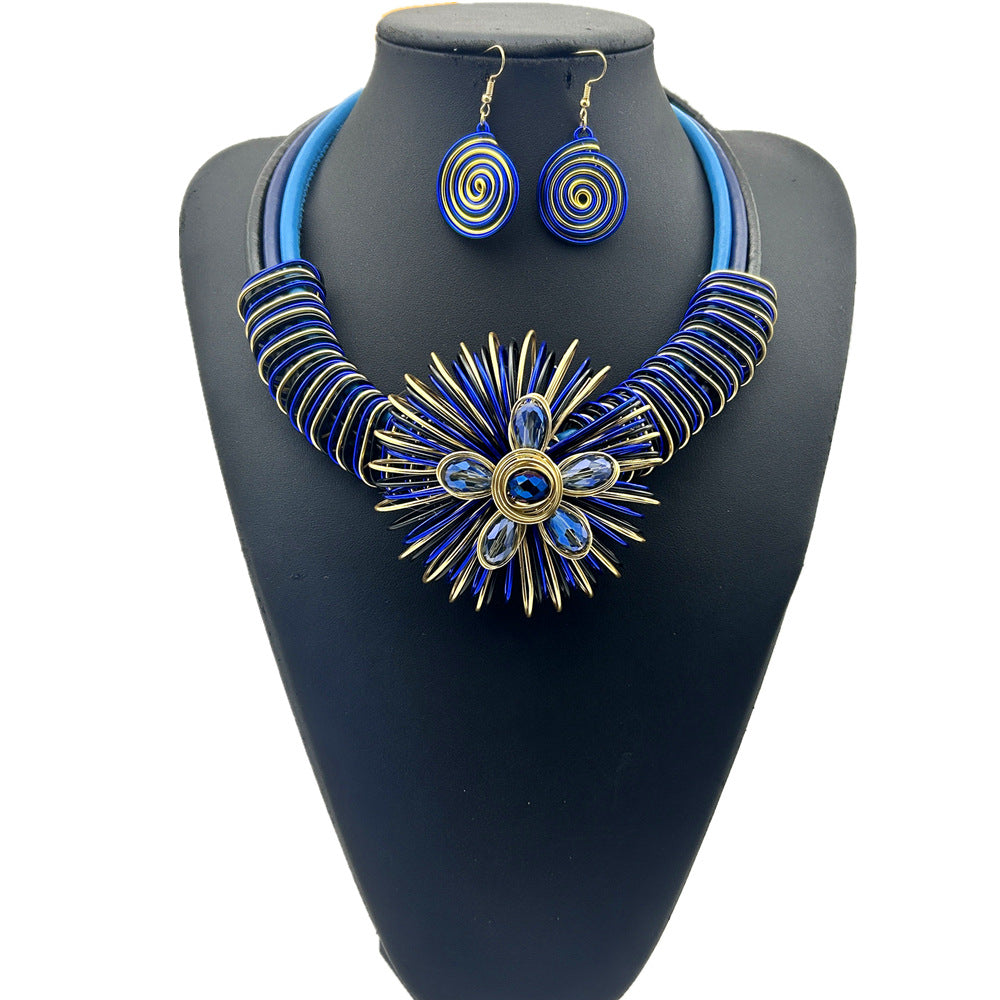 Aluminum Flower Handmade Necklace Set - Savanna Rhythms Collection