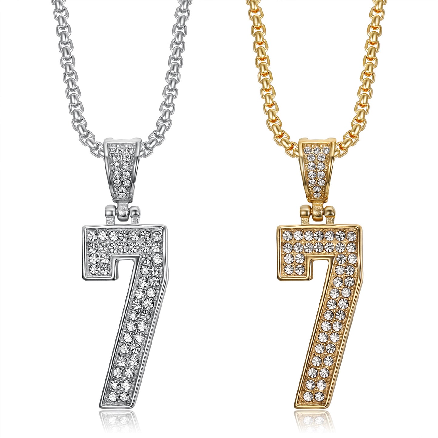 Planderful Hip Hop Pendant Necklace Unisex Bold Statement Gold Plated Zircon Stainless Steel