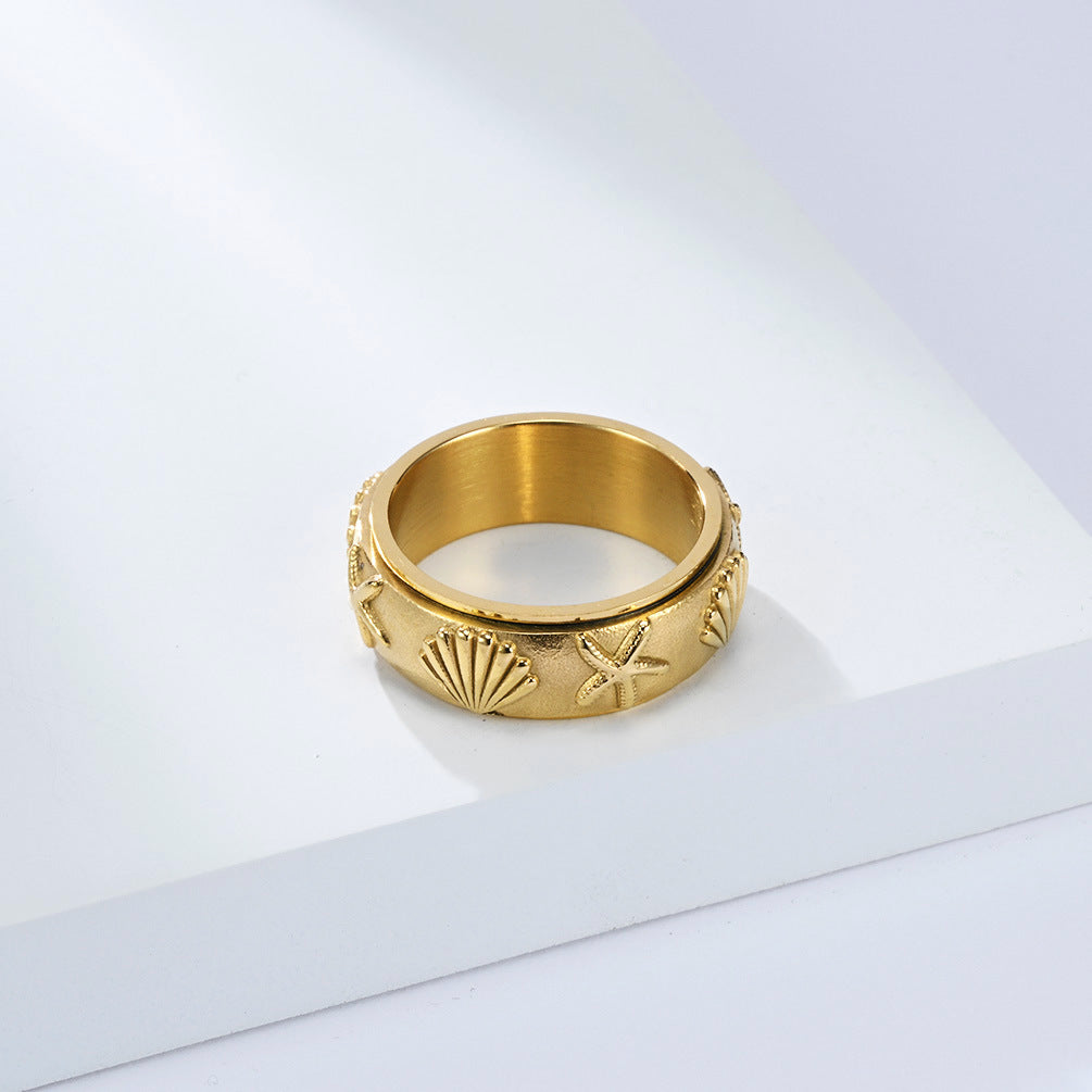 Rotating Decompression Ring Planderful Ocean Style Stainless Steel For Men Anxiety Relief Jewelry