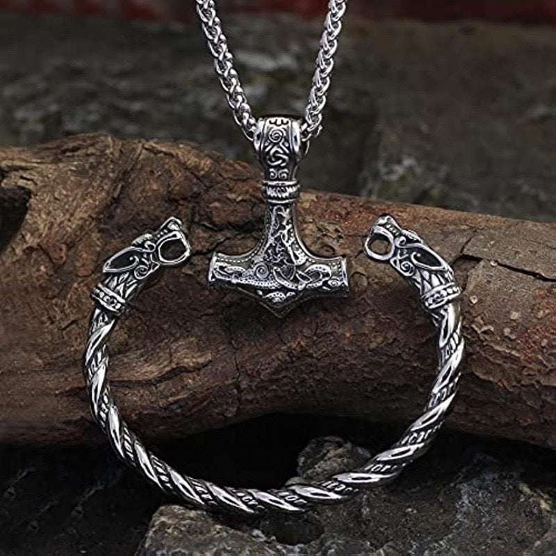 Planderful Viking Rune Hammer Necklace For Men Stainless Steel Pendant Durable Bold