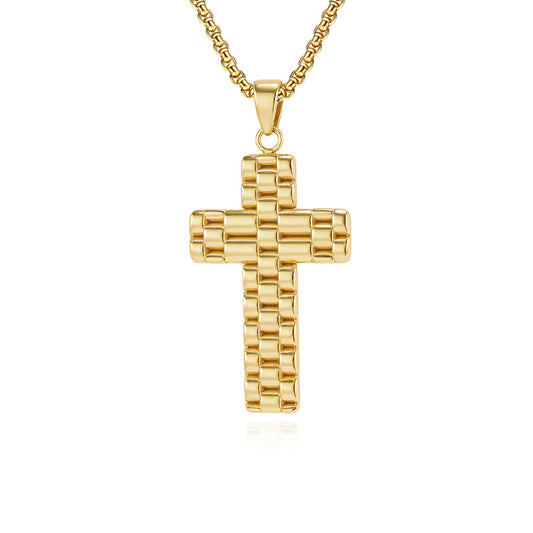 Cross Necklace for Men by Planderful Everyday Genie Steel Pendant Versatile Light Luxury Jewelry for Him