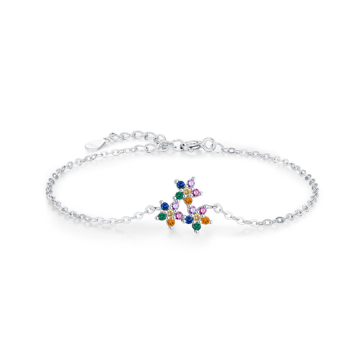 925 Sterling Silver Petite Floral Bracelet