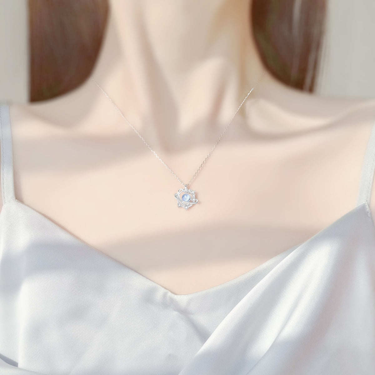 S925 Sterling Silver Moonstone Galaxy Necklace