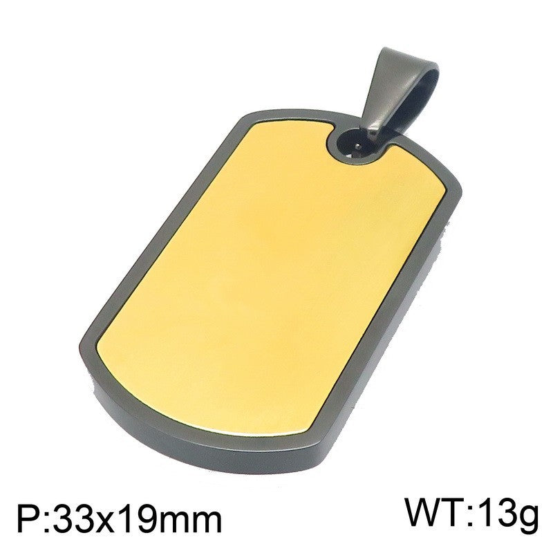 Stainless Steel Men's Army Brand Pendant, Vacuum Electroplating Sand Surface Dog Brand Titanium Necklace