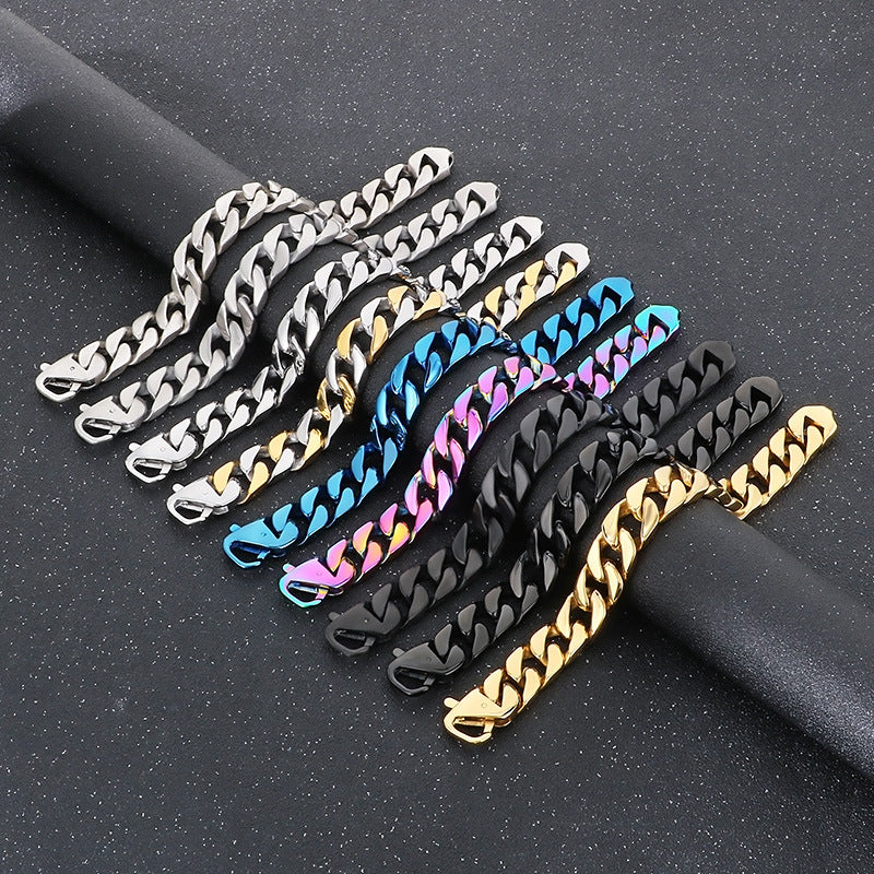 Hip-Hop Minimalist Bracelet – Vacuum Electroplated Dopamine Cut-Edge Cuban Chain