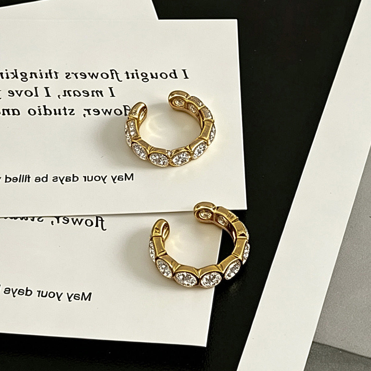 Planderful Vienna Verve Stainless Steel Zircon Ear Clip Cuff Earrings for Trendy Women Statement
