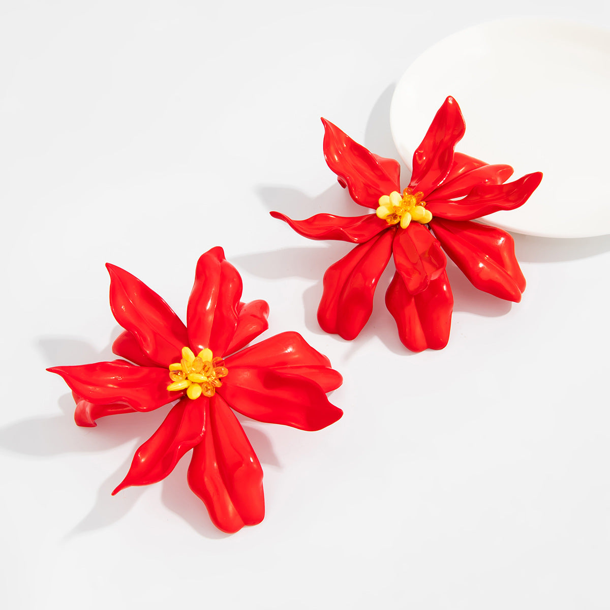 Planderful Vienna Verve Flower Earrings Exaggerated Three Dimensional Large Petal Statement Jewelry for Women