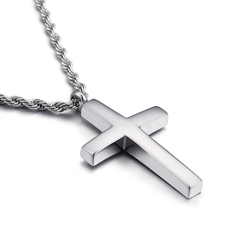 Stylish Men's Titanium Steel Cross Pendant Necklace - European and American Design