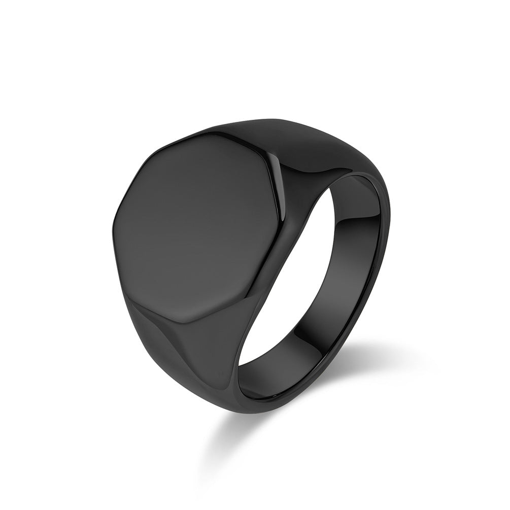 Cold Wind Geometric Six-Sided Titanium Steel Ring for Men