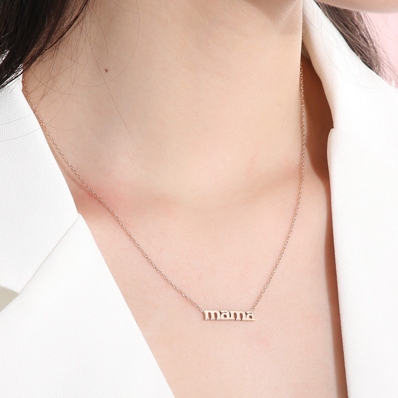 Source Factory 18k Gold Electroplated Stainless Steel Mama Letter Pendant Necklace Mother'S Day
