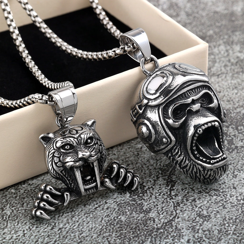 Vintage Stainless Steel Pendant Necklace