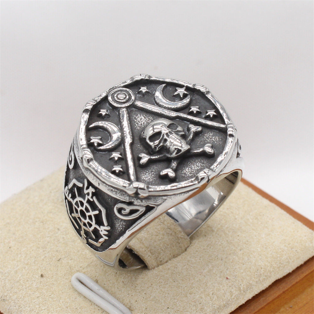 Planderful Titanium Skull Ring Unisex Durable Protective Statement for Men and Women Bold Retro Style
