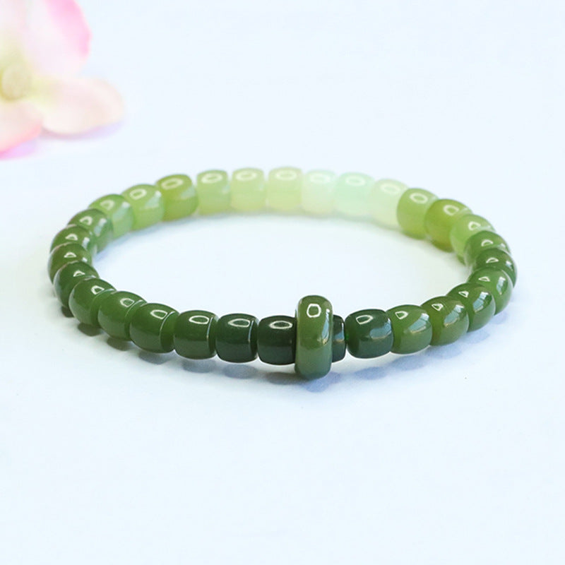 Hetian Jade Gradient Straight-Cut Slider Bracelet