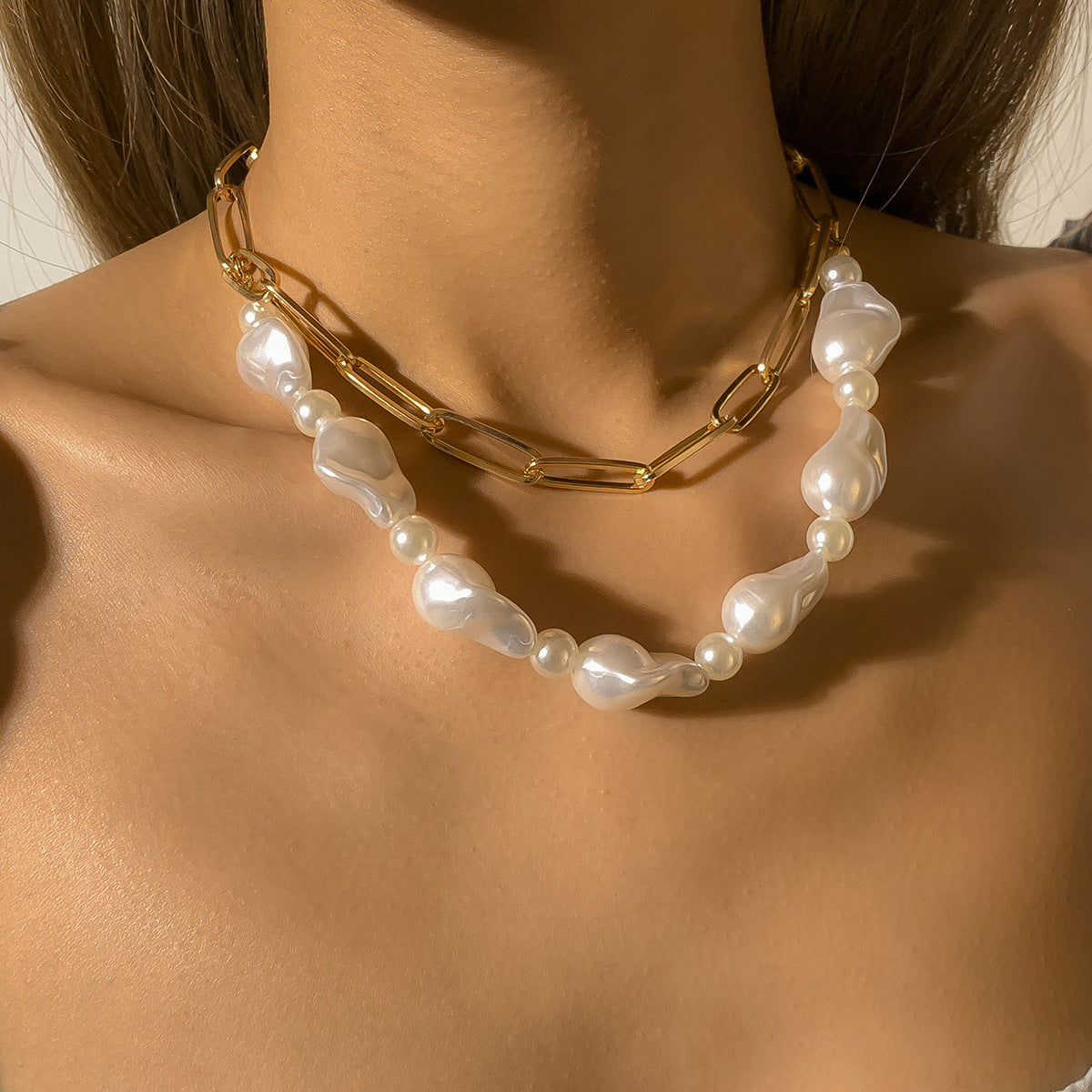 Planderful Imitation Pearl Necklace Multi Layer Baroque Cross Beaded Statement Jewelry For Women Vienna Verve
