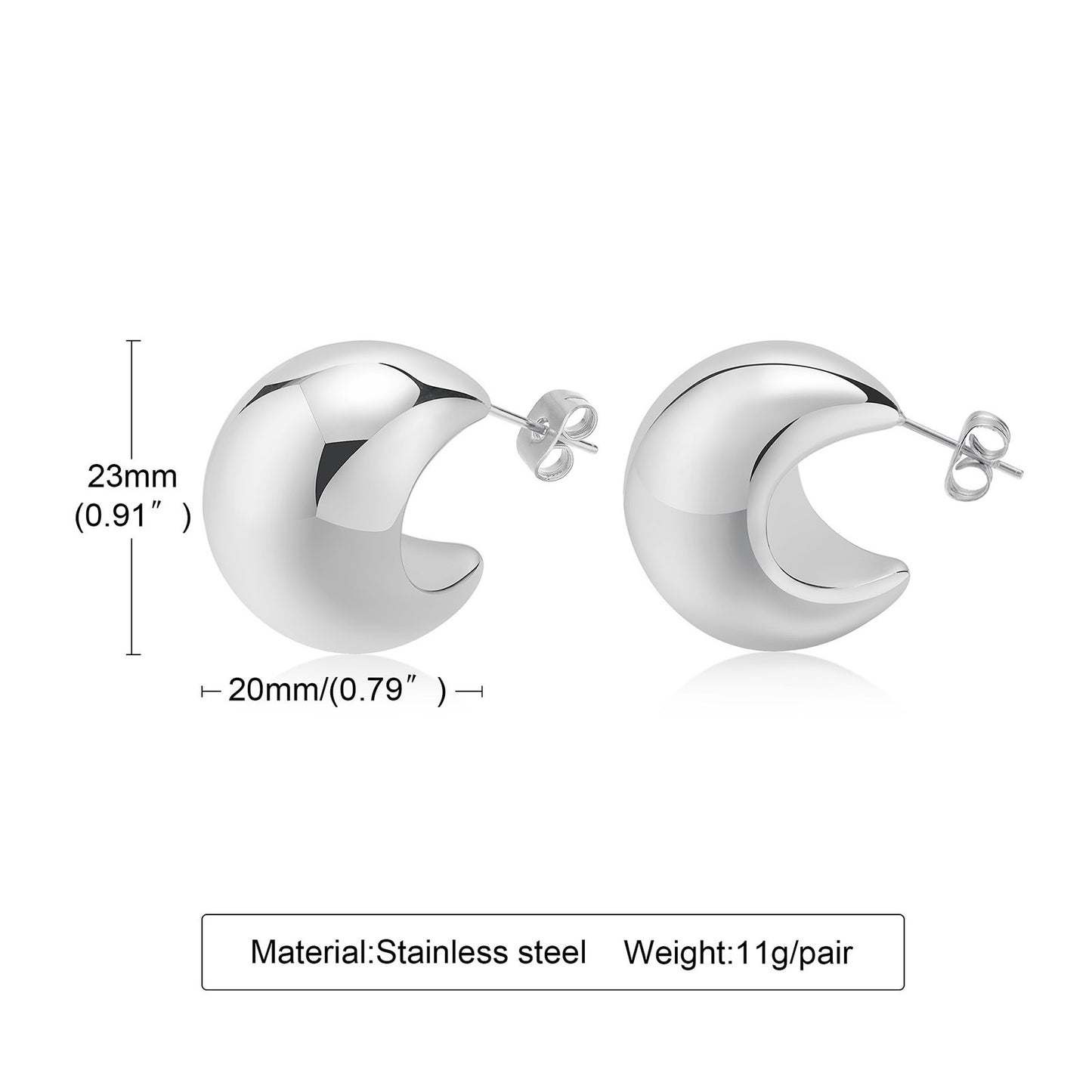 European And American Jewelry Wholesale Stainless Steel Hollow Crescent Moon Earrings Women