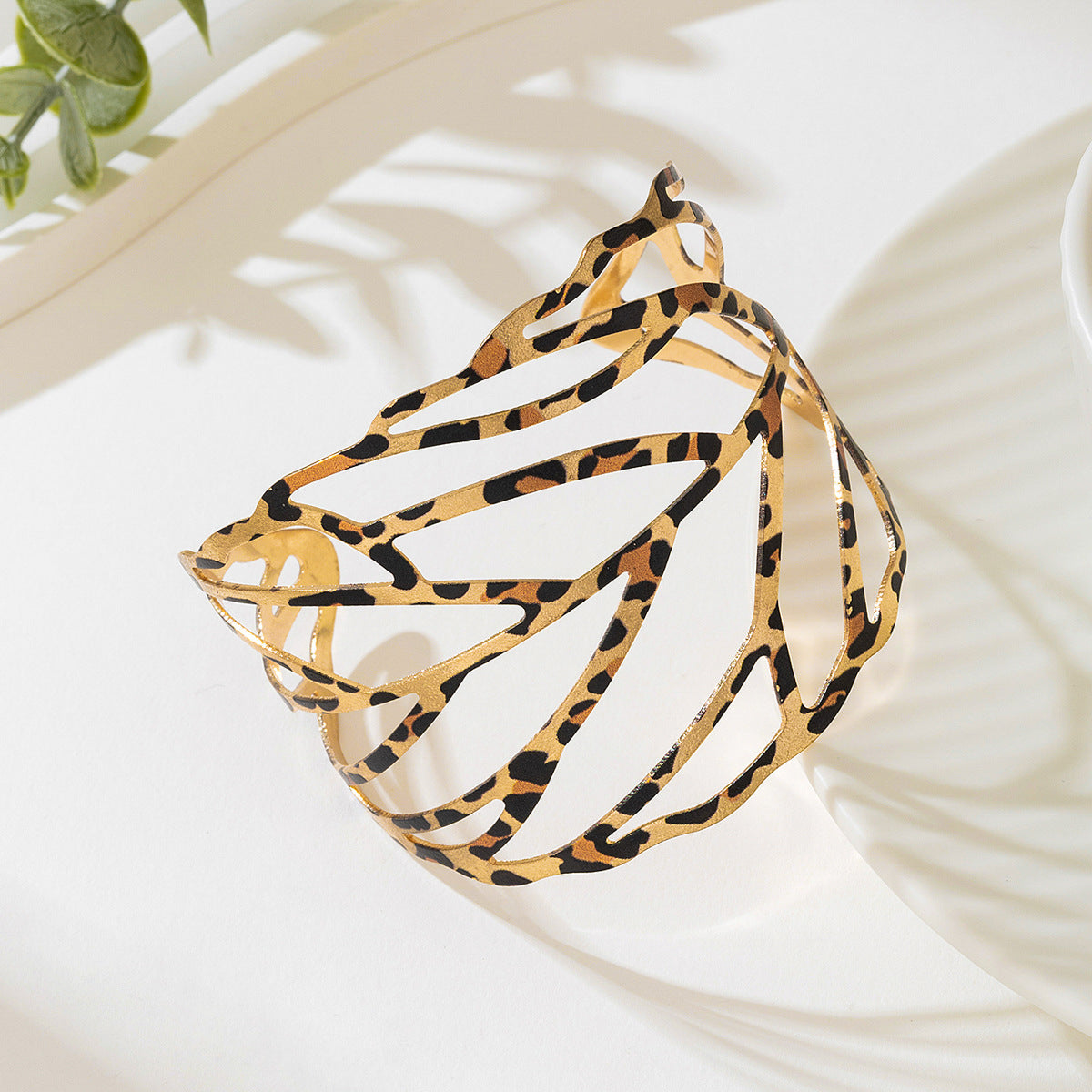 Stylish Metal Leaves Women's Bracelet Ring Set by Planderful