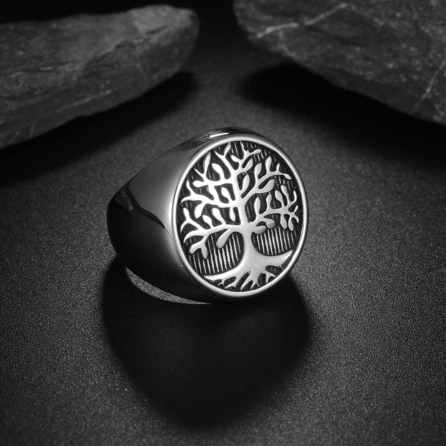 Planderful Tree of Life Ring for Men Stainless Steel