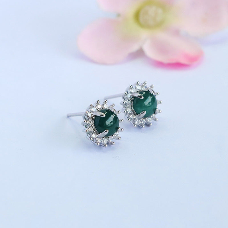 Blue-Water Jadeite Starlight Stud Earrings