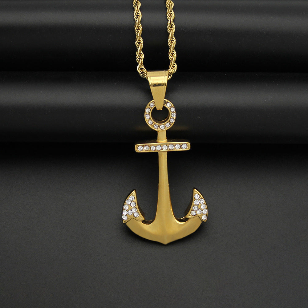 Steel Necklace - Elegant Everyday Anchor Pendant