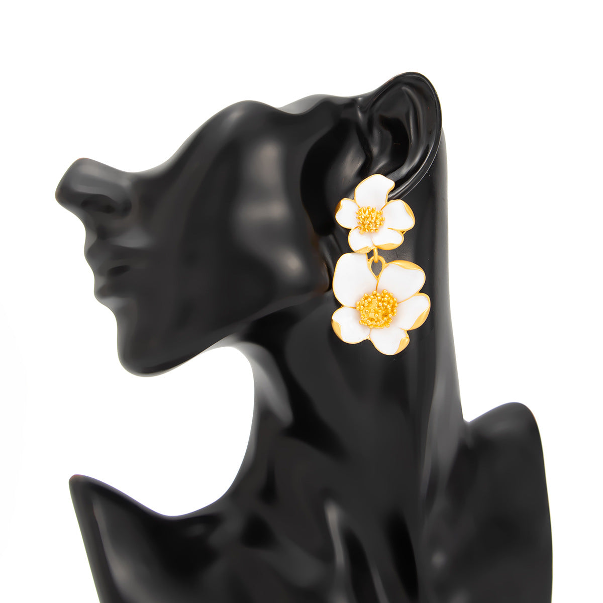 Planderful Vienna Verve 3D Metal Flower Stud Earrings For Women Premium Retro Statement Jewelry