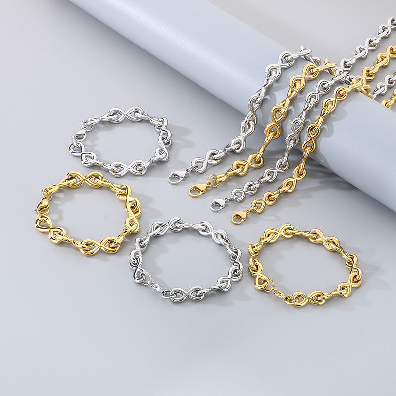 New Fashionable 8 Shape Bracelet And Infinity Necklace Set