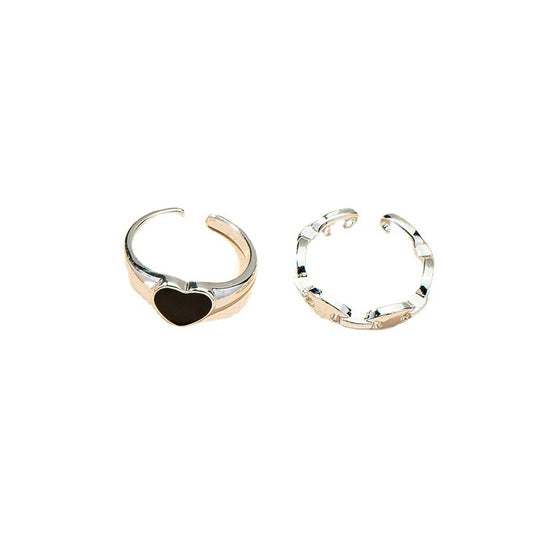 Wholesale Love Chain Ring Set with Open Heart Design - Vienna Verve Collection