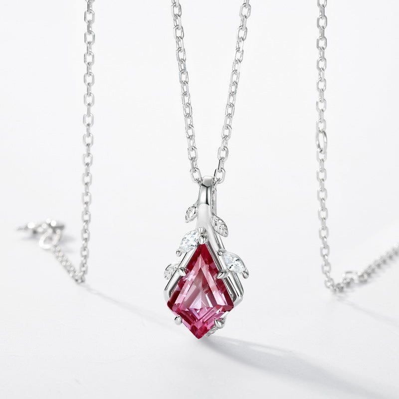 S925 Sterling Silver Lab-Grown Alexandrite Geometric Pendant Necklace