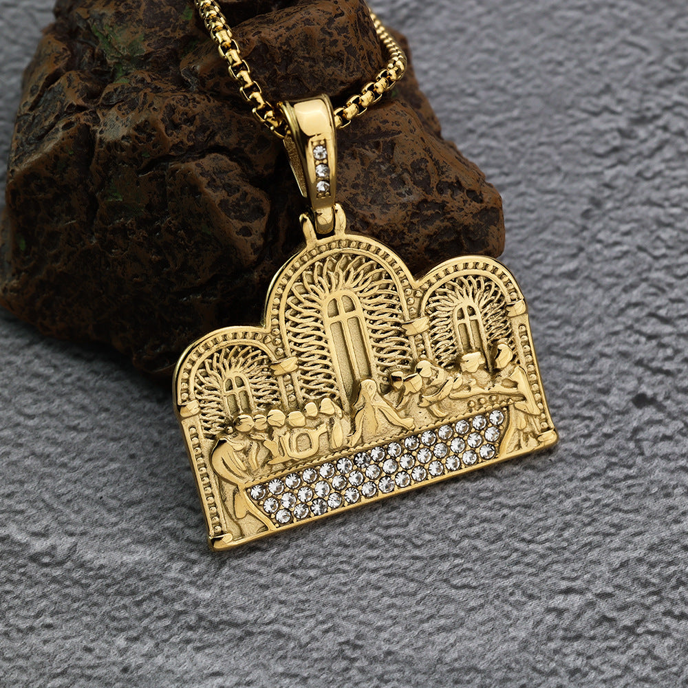 Planderful Men's Titanium Steel Necklace Retro Hip Hop Pendant For Him Bold Statement Accessory