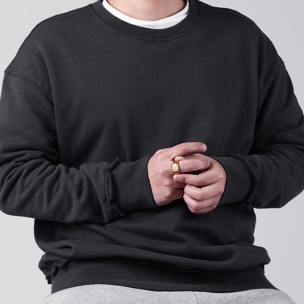 E-commerce Supply Large Plate Smooth Surface Men's Ring