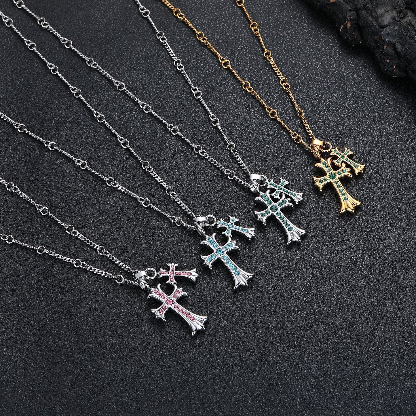 Planderful Jewelry Titanium Steel Necklace With Zircon