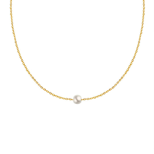 Chic 18K Gold Pearl Pendant Necklace - Elegant Collarbone Chain